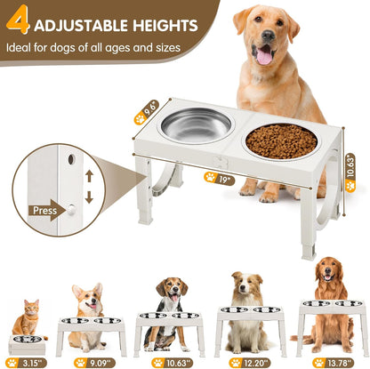 XIAZ Elevated Dog Bowls Large Breed Raised Dogs Bowl Stand Large/Medium Sized Dog Slow Feeder Dogs Bowls Food Water Stands 5 Heights Adjustable 9/11/12/14in Pet Feeder Dish Station