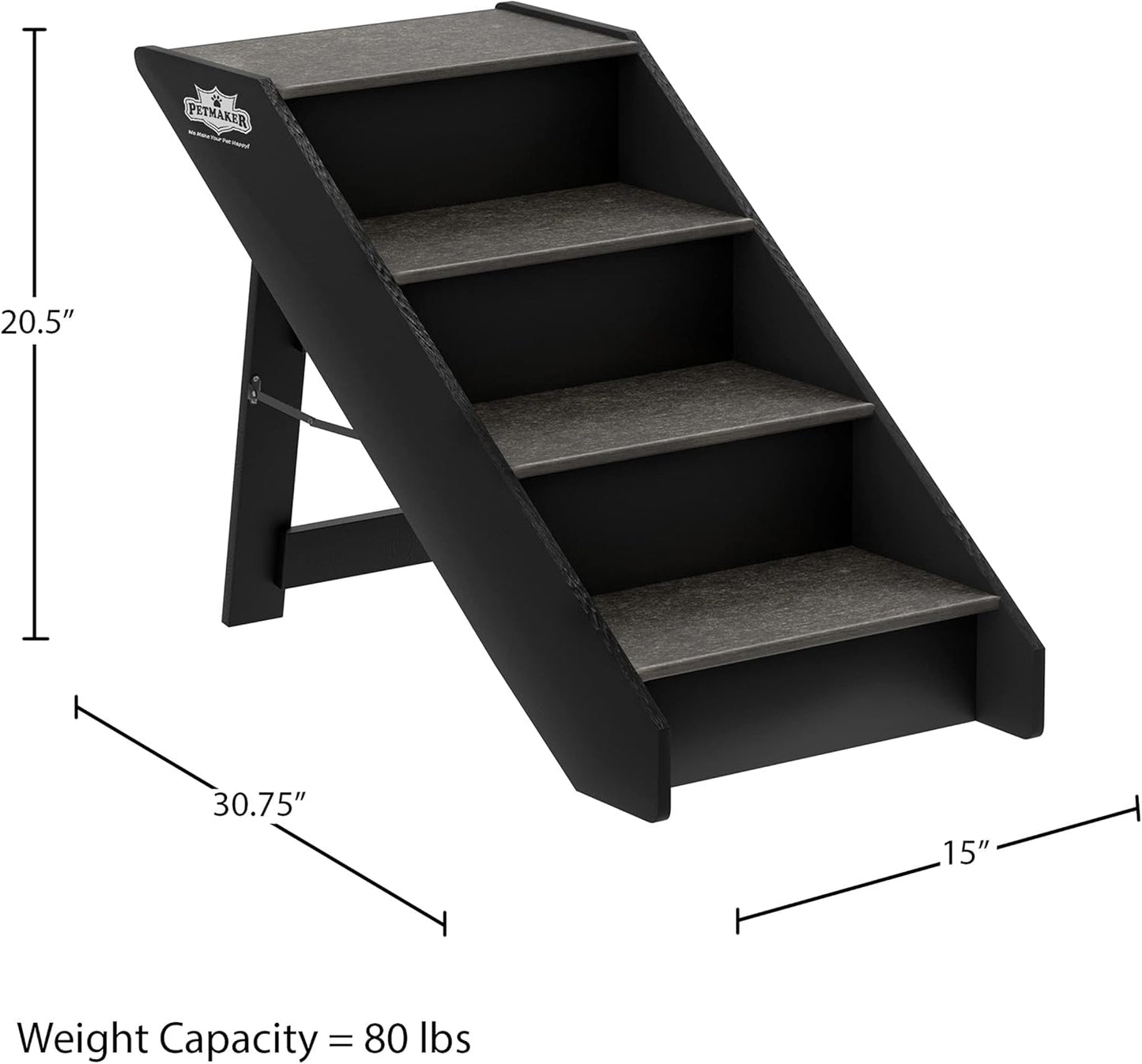 Pet Stairs - Home and Vehicle Foldable Nonslip Dog Steps with 3-Step Design - for Puppies, Kittens, and Other Small Pets by PETMAKER (Gray)