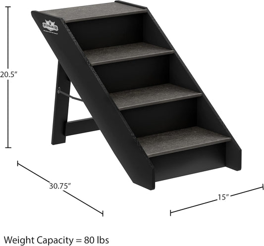 Pet Stairs - Home and Vehicle Foldable Nonslip Dog Steps with 3-Step Design - for Puppies, Kittens, and Other Small Pets by PETMAKER (Gray)