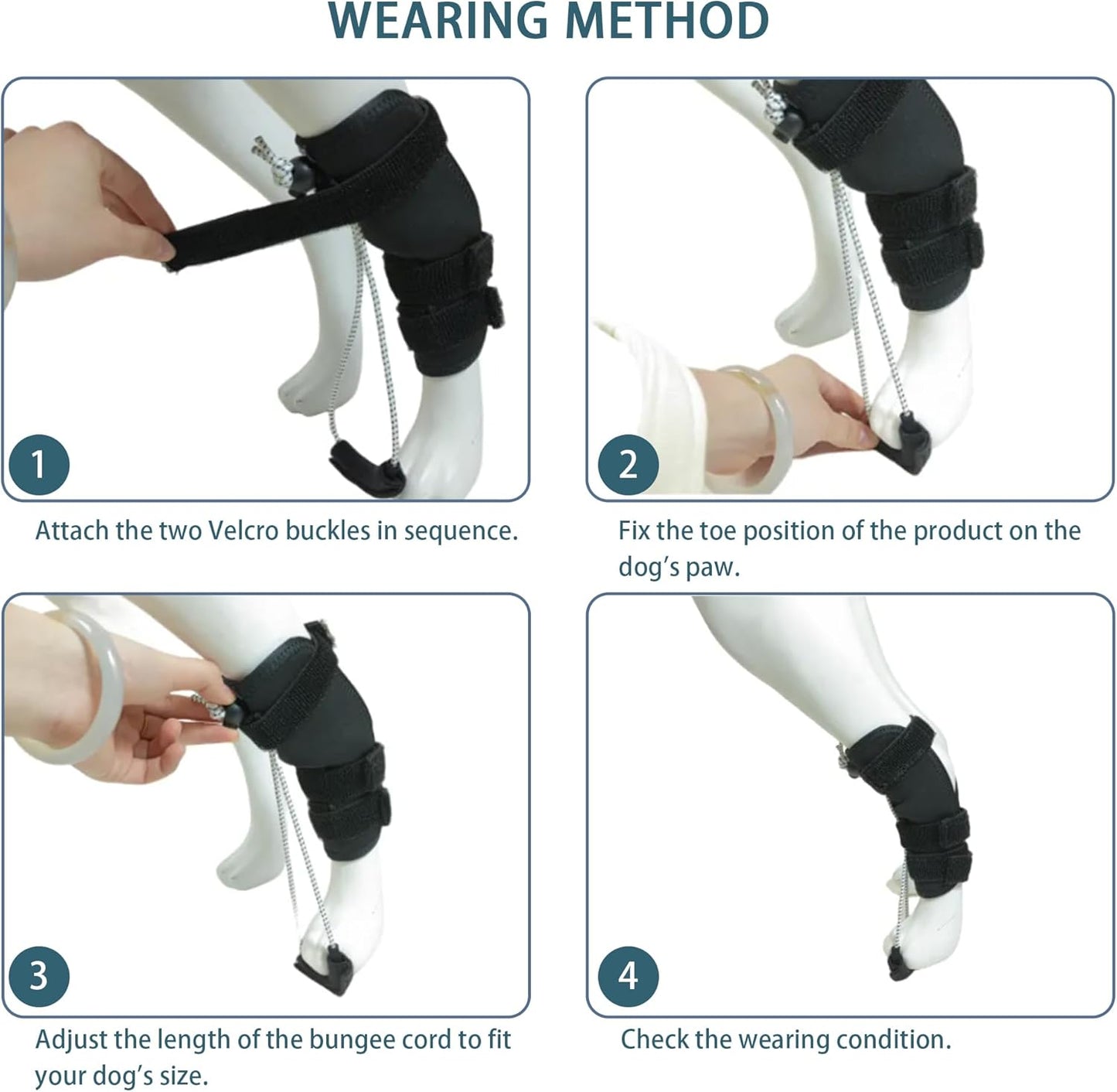 Dog Knuckling Brace, Dog Toe Grips for ACL Injury, Hock Fracture, Arthritis & Meniscus Tears, Rear Legs, L