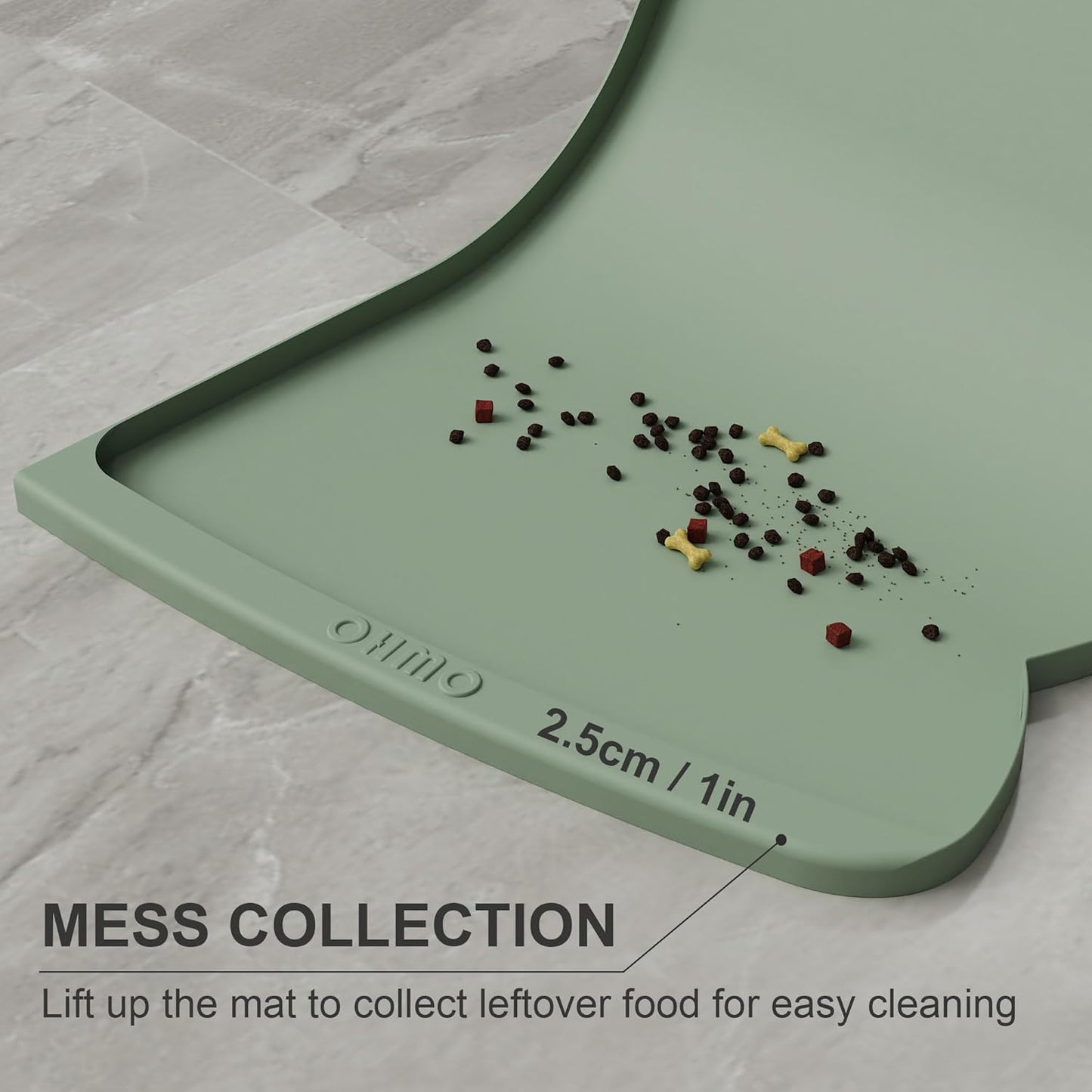 OHMO - Cat Food Mat, Silicone Pet Feeding Mat for Floor Non-Skid Waterproof Dog Water Bowl Tray, Easy to Clean Pet Placemat (Erythrinus, 18 * 9.8'')