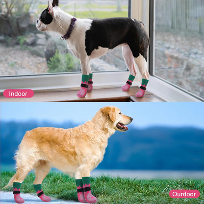 EXPAWLORER 6Pcs Anti-Slip Dog Socks to Prevent Licking Paws,Dog Shoes for Hot Pavement,Dog Booties Traction Control on Hardwood Floor,Boots & Paw Protectors, for Puppy Small Medium Large Senior Dogs