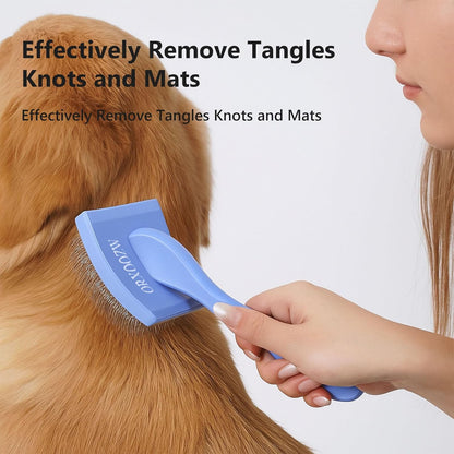 3PCS Slicker Brush for Dogs & Pet Comb,Professional Dog Grooming Brush (Goldendoodles,Poodles,Labradoodles) with Extra Long Pins to Effectively Remove Tangles, Knots,Mats Hair Collection Bottle(Black)
