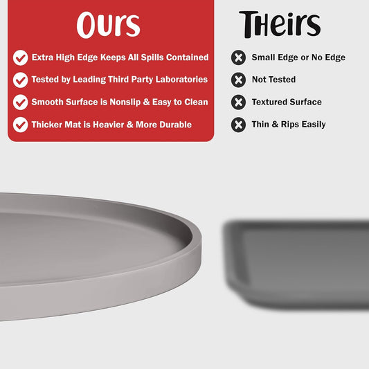 DogBuddy Dog Food Mat - Waterproof Dog Bowl Mat, Silicone Pet Mat for Food and Water Bowls, Nonslip Pet Feeding Mat with Edges, Dogs Food Mats for Floors, Puppy Supplies (Small, White Sand)