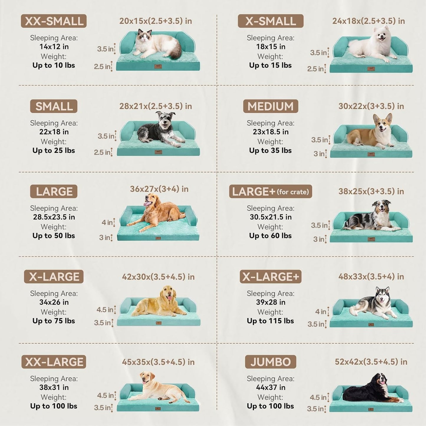 Large Dog Bed Orthopedic Washable - Beds Bolster - Medium XL XLarge Big Dogs - Memory Foam Couch Sofa - Waterproof with Removable Cover