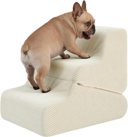 Dog Ramp for Bed, 23" H Dog Stairs for High Bed, 2 in 1 Pet Steps for Small Dogs, 5-Step Foldable Transformable Large Cats Ramp to Get on Couch, Non-Slip Balanced, Grey