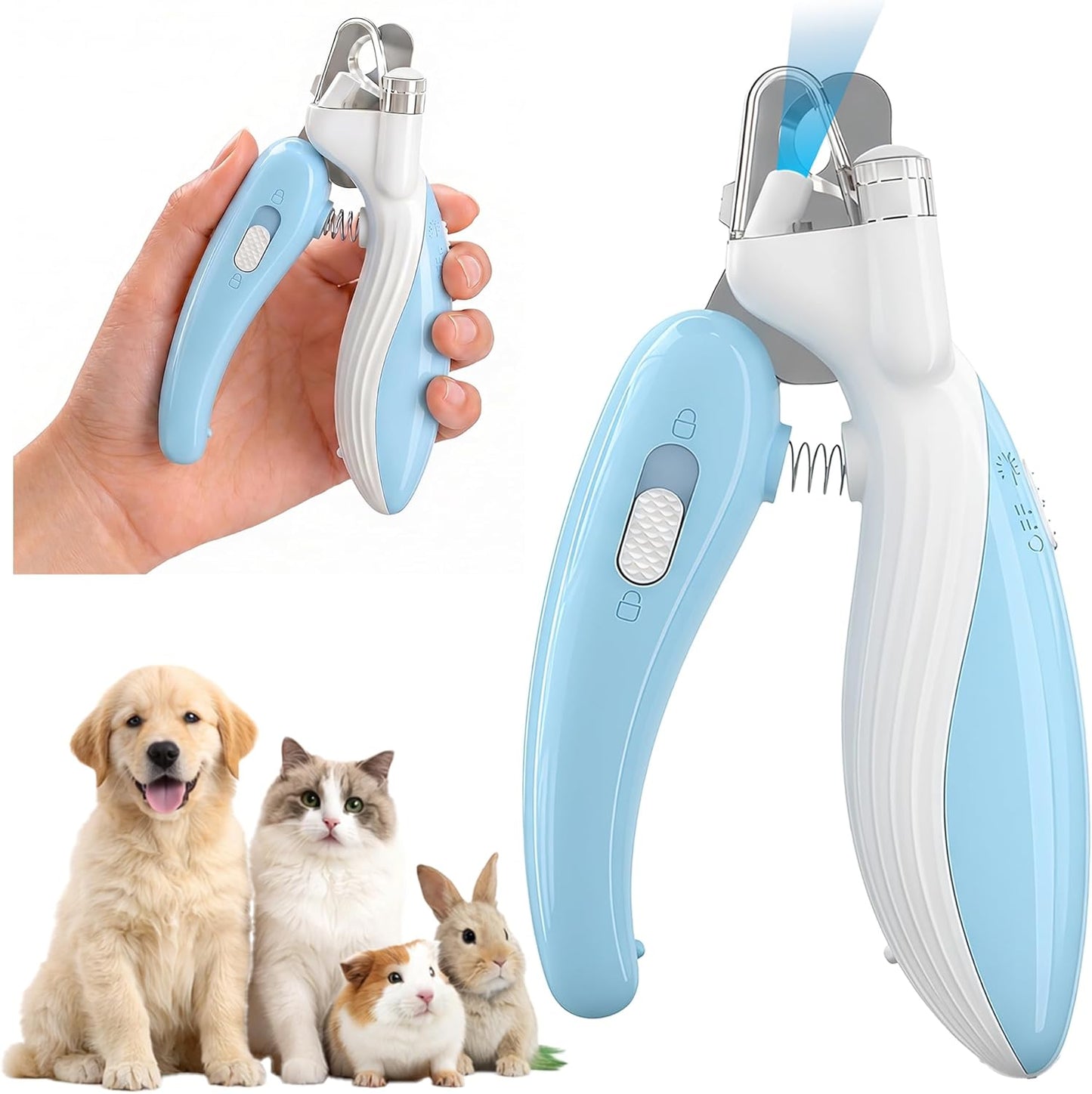 Cat & Dog Nail Clippers with LED Light, Illuminates Nail Bloodline to Prevent Overcutting, Pet Nail Trimmer with Safety Guard & Built-in Nail Catcher for Dog Cat Rabbit Small Animals(Pink)