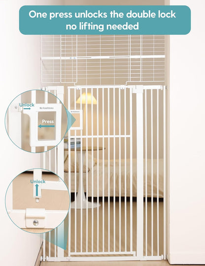 No Pawblems Upgraded 71" Extra Tall Pet Gate for Cat, 29-43" Auto Close Cat Gate for Doorways/Stairs/Hallways, NO Drilling Pressure Mounted, 1.37" Pet-Safe Gap (Black, 71" Tall, 29-43" Wide)