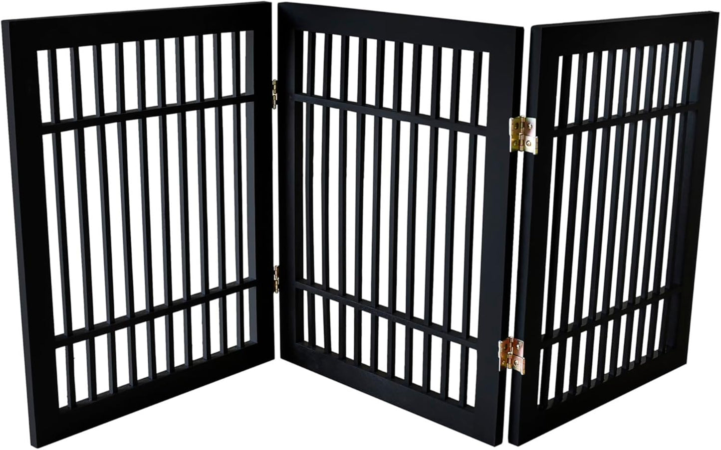 Urnporium Freestanding Wooden Dog Gate for Doorways – Foldable Acacia Wood Pet Gate, No Drill Portable Indoor/Outdoor Puppy Fence Barrier (White Pet Gate, 3 Panel 24" Tall)