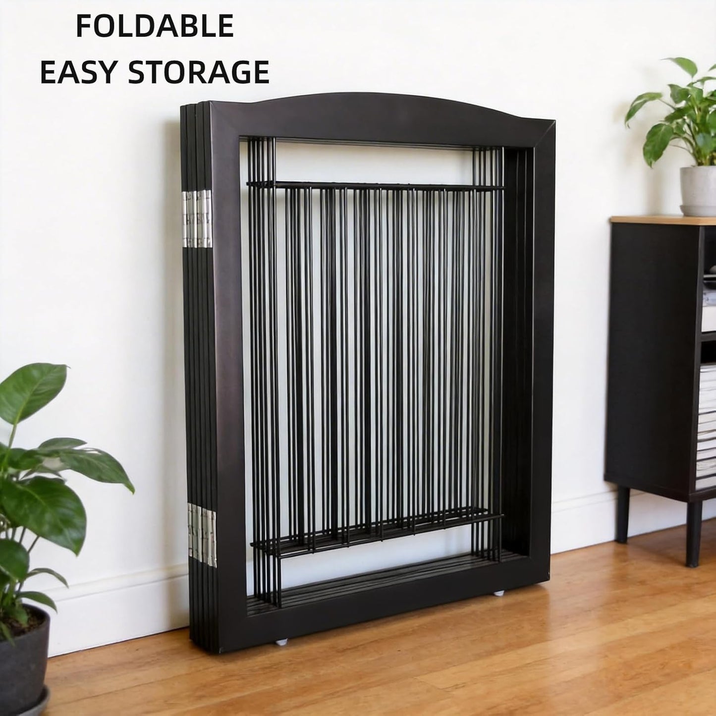 ZJSF Freestanding Dog Fence Indoor, Foldable Dog Gate for Doorways, Stairs or Hallways, Sturdy Wood Extra Wide Pet Gate with Support Feet for The House, White, 24 "Height-3 Panels