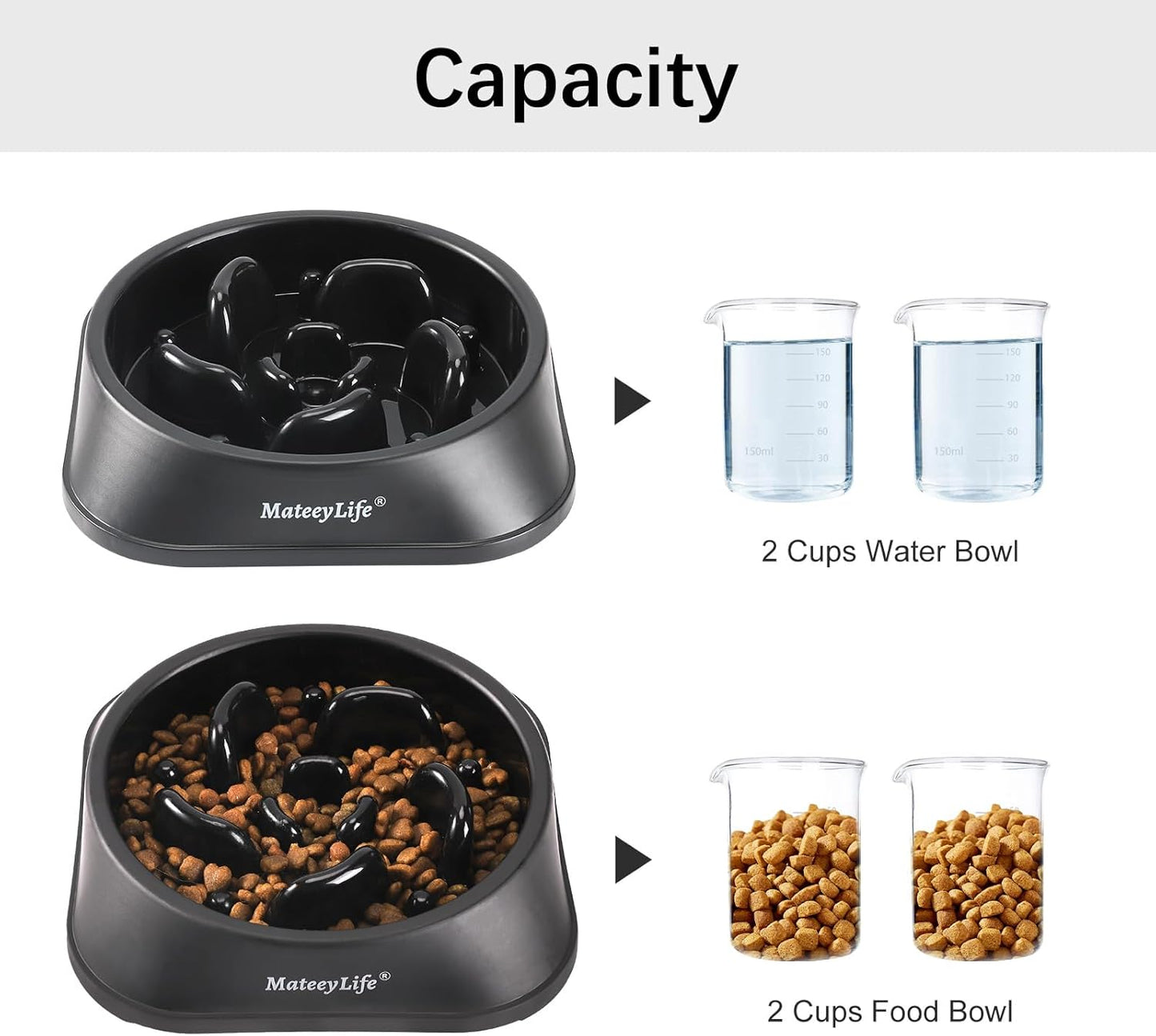 MateeyLife Slow Feeder Dog Bowls 2PCS, Anti-Choking Puzzle Dog Food Bowls, Anti-Slip Interactive Feeding Slow Down Eating, Bloat Stop Maze Dishes for Medium Breeds Pink&Purple