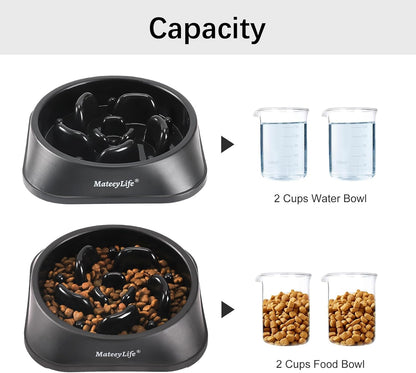MateeyLife Slow Feeder Dog Bowls 2PCS, Anti-Choking Puzzle Dog Food Bowls, Anti-Slip Interactive Feeding Slow Down Eating, Bloat Stop Maze Dishes for Medium Breeds Pink&Purple