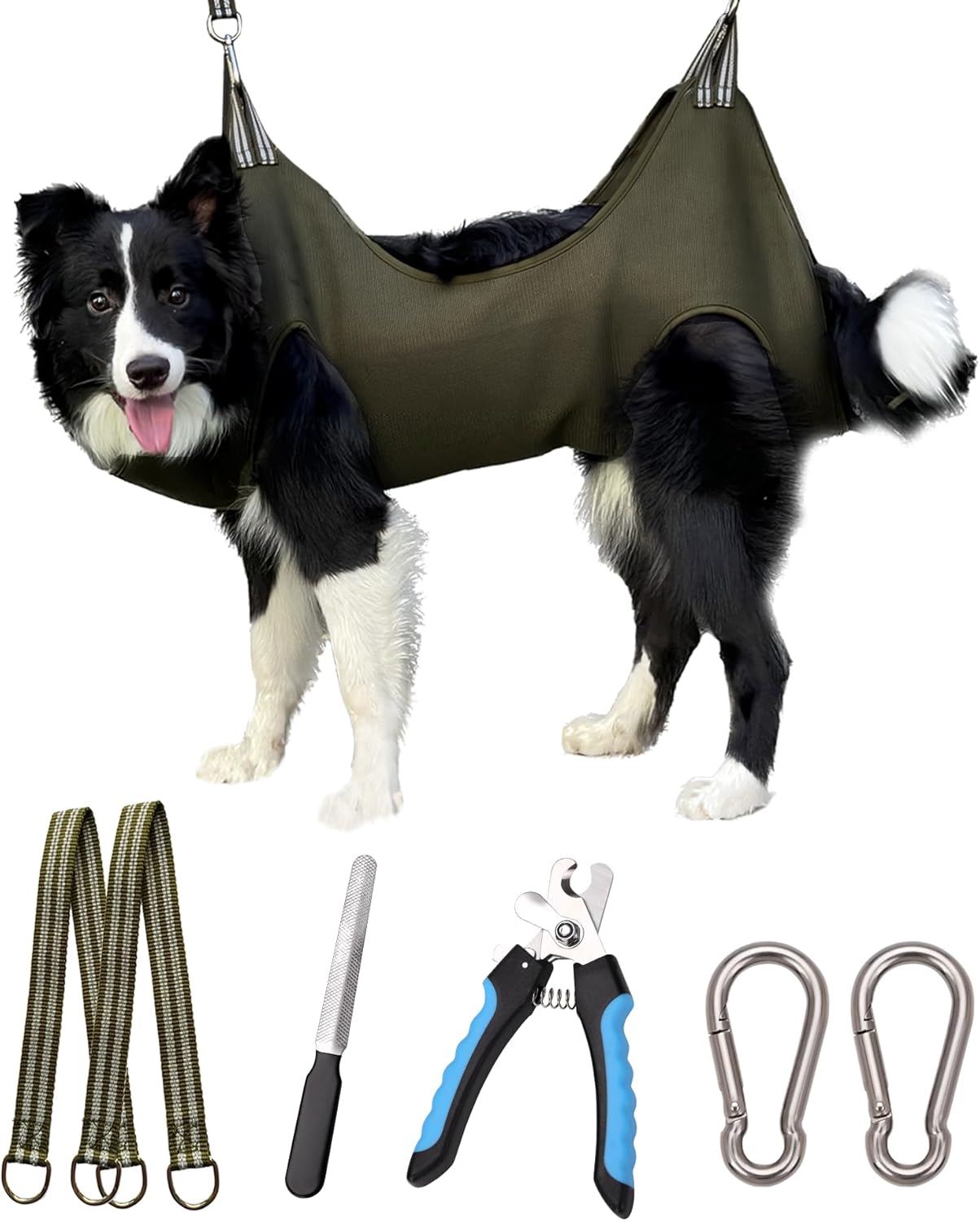 Kkiimatt 10 in 1 Pet Grooming Hammock Harness with Nail Clippers/Trimmer, Nail File, Dog Hammock/Grooming Sling for Nail Trimming/Clipping