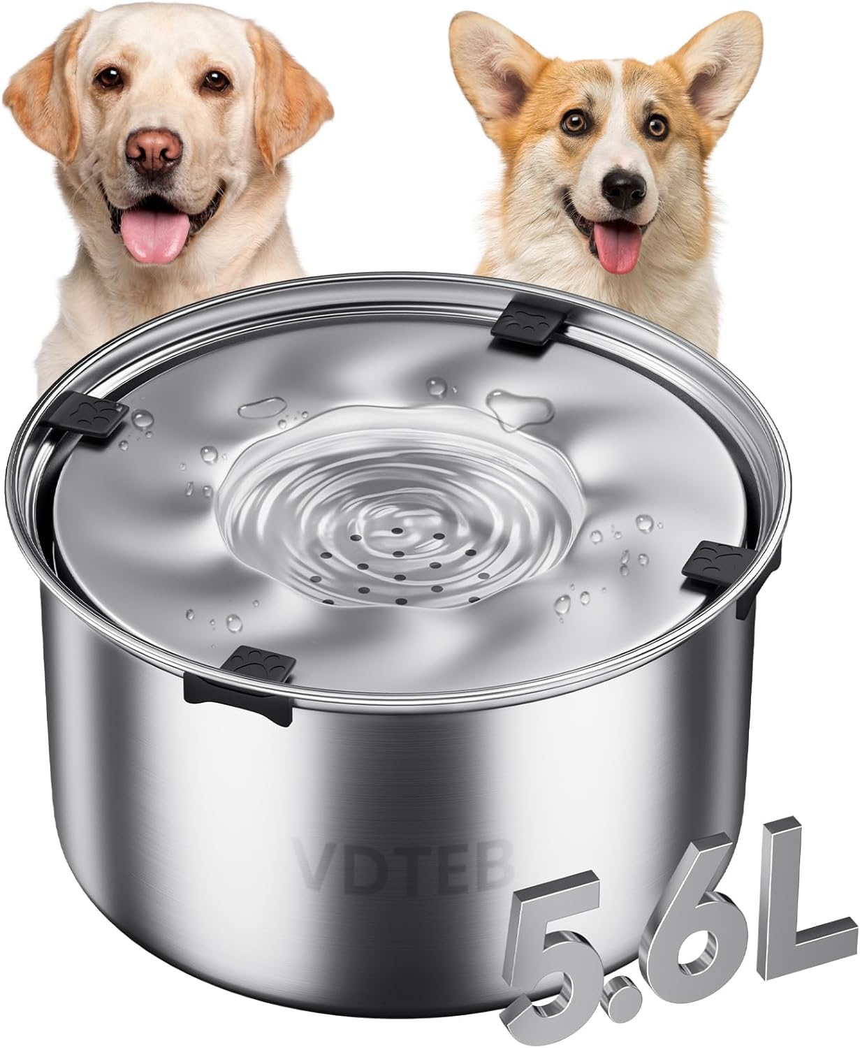 Dog Water Bowl No Spill,3L/101oz Stainless Steel Water Bowl for Dogs, Spill Proof Slow Drinking Dog Water Feeder with Anti-Slip for Medium to Large Messy Drinkers