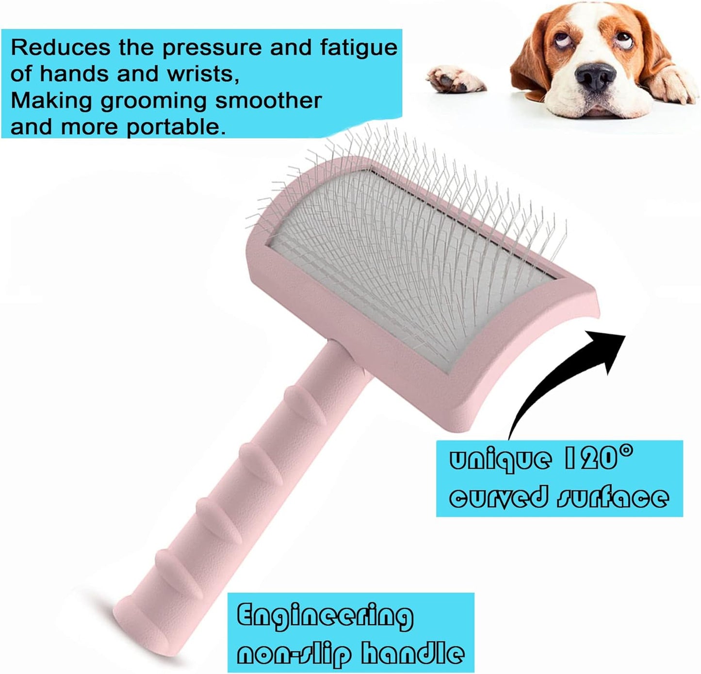 Large Slicker Brush for Dogs,Cats,Extra Long Pin Shedding Brush for Long Haired Dog,Cat, Pet Grooming for Thick Undercoat Curly Hair,25mm(1"),Green
