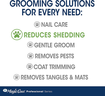 Four Paws Magic Coat Professional Series Grooming Brush for Dogs & Cats, Reduces Shedding, Stimulates Coat's Natural Oils, Ergonomic Design, Ideal for Medium, Long, Curly, and Wiry Coats