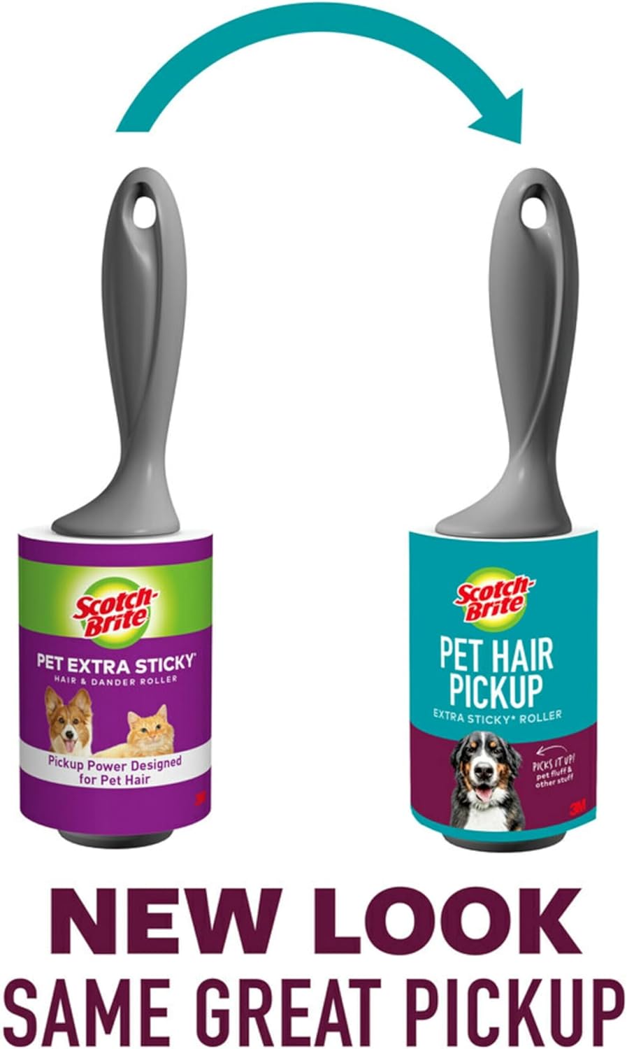 Scotch-Brite Pet Hair Pickup Extra Sticky Lint Roller, Designed for Removing Fur + Fluff on Couches, Clothes, Dog and Cat Beds, & More, 2 Pack, 140 Easy - Tear Adhesive Sheets Total