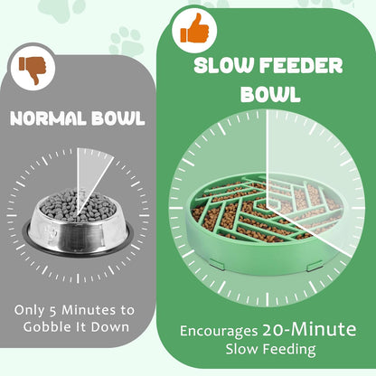 WHIPPY Slow Feeder Dog Bowl, Puzzle Maze Design to Slow Down Eating, 3-Cup Capacity, Anti-Gulping Food Bowl for Medium & Large Dogs,Black