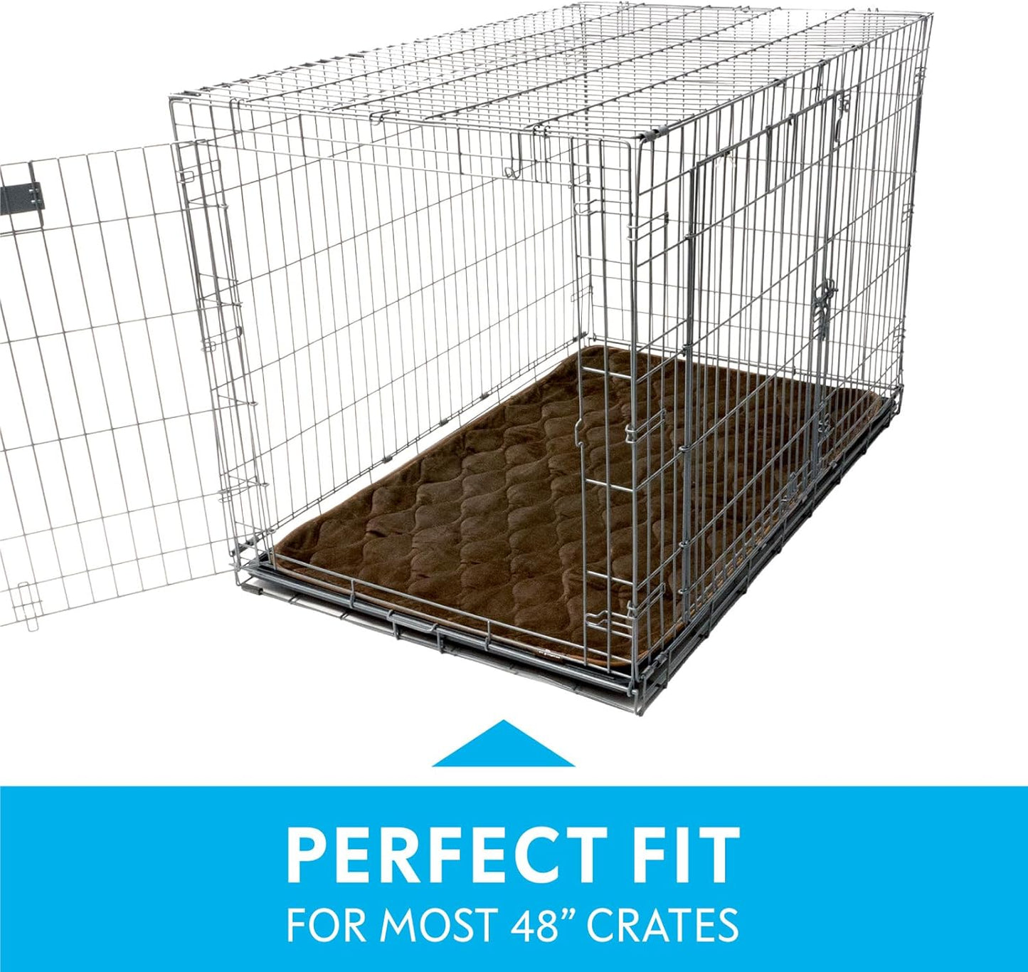 Paw Inspired Washable Padded Crate Mats for Dogs | 29” x 18” Pad, Fits 30-inch Kennels | Leakproof, Waterproof Bottom, Plush Pet Beds (Gray)
