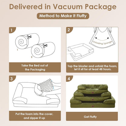 EHEYCIGA Orthopedic Dog Beds for Extra Large Dogs 44x32Inch, Waterproof Memory Foam XL Pet Bed with Sides, Non-Slip and Egg-Crate Foam Big Dog Couch Bed with Washable Removable Cover, Grey