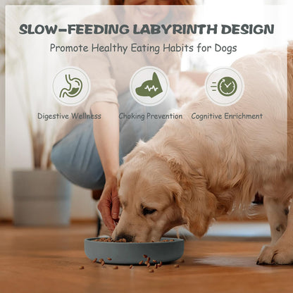 Lesipee Slow Feeder Dog Bowl for Large & Small Pets, Anti Choking Puzzle Dog Food Lick Mat with Non-Slip Base, Interactive Pet Slow Eating, Silicone Licking Mat Cat Feeding Bowl for Puppies & Cats