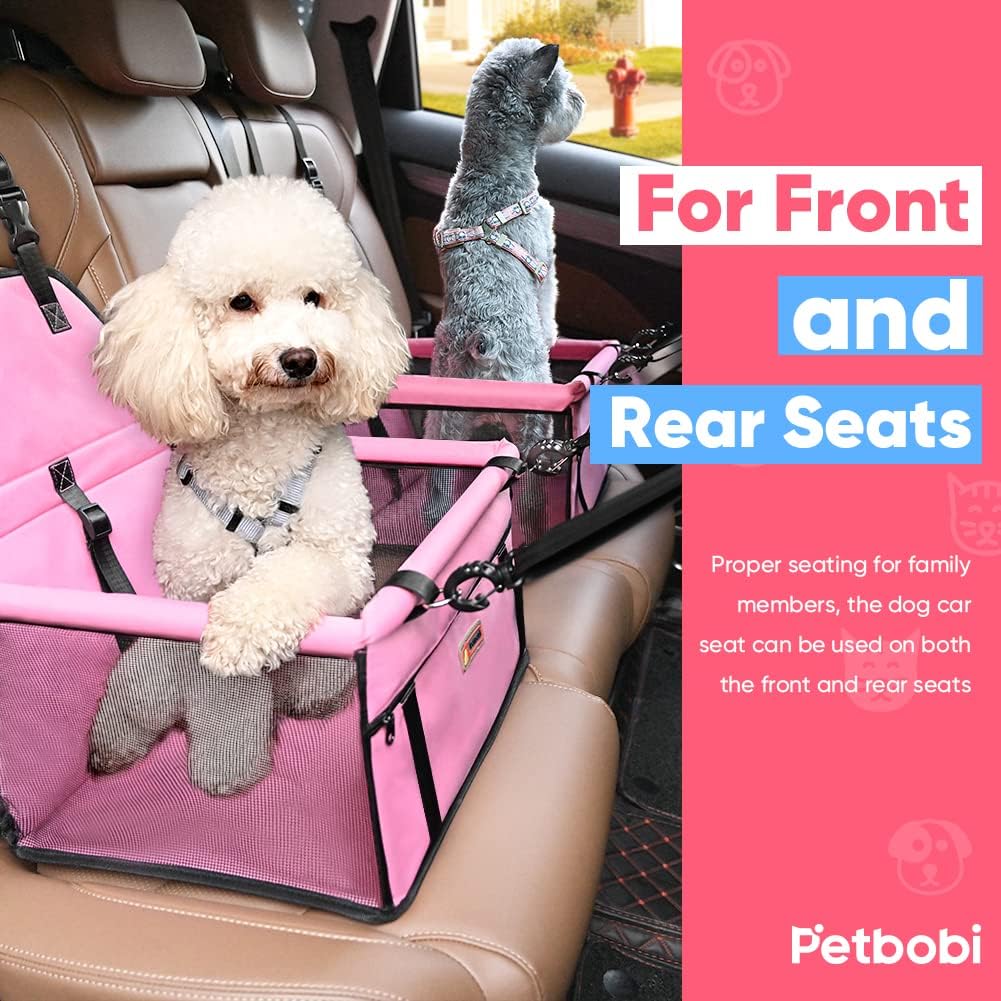 Petbobi Small Dog Car Seat, Dog Car Booster Seat for Small Medium Dogs 5-15 lbs, Foldable Front Seat Safety with Sturdy PVC Tube Frame, Breathable Mesh, Grey