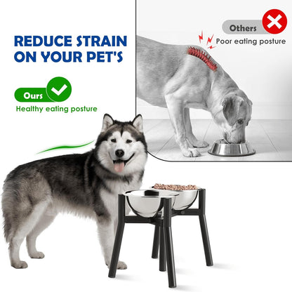 Elevated Dog Bowls for Large and Extra Large Dogs, Adjustable Width Dog Bowl Stand for 7-10.6" Wide Bowls, Food and Water Feeder, 13.7 in Tall Single Holder (Bowl Not Included)