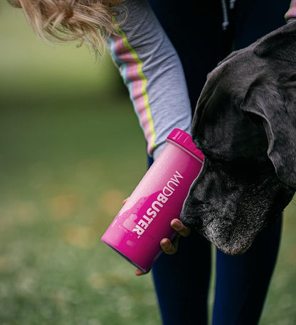 Dexas MudBuster Medium Dog Paw Cleaner in Fuchsia - Fits 1.5"-2.5" Wide Paws, Portable Paw Washer for Muddy Paws, Dog Paw Cleaning Cup with Gentle Silicone Bristles, Quick Clean Pet Paw Washer