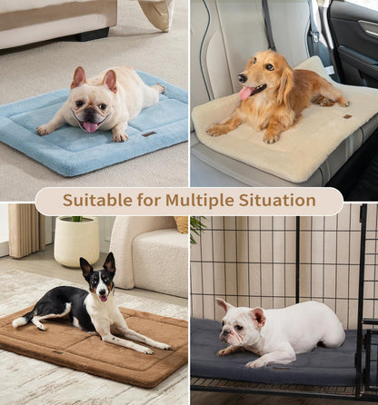 Made4Pets Dog Crate Pad Bed for Medium Large Dogs, Washable & Reversible, Anti-Slip Kennel Mat for Cozy Sleeping, Soft Fluffy Dog Bed for Indoor & Outdoor Use, 35"x23", Gray