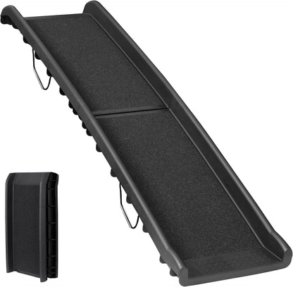 Folding Dog Car Ramps, Dog Steps for Bed, Length Portable Pet Ramp Stairs Step Ladder for Car, Truck,Non Slip Rug Surface, Dog Stairs for Large Dogs Up to 154LB (62 Inch Artificial Grass)