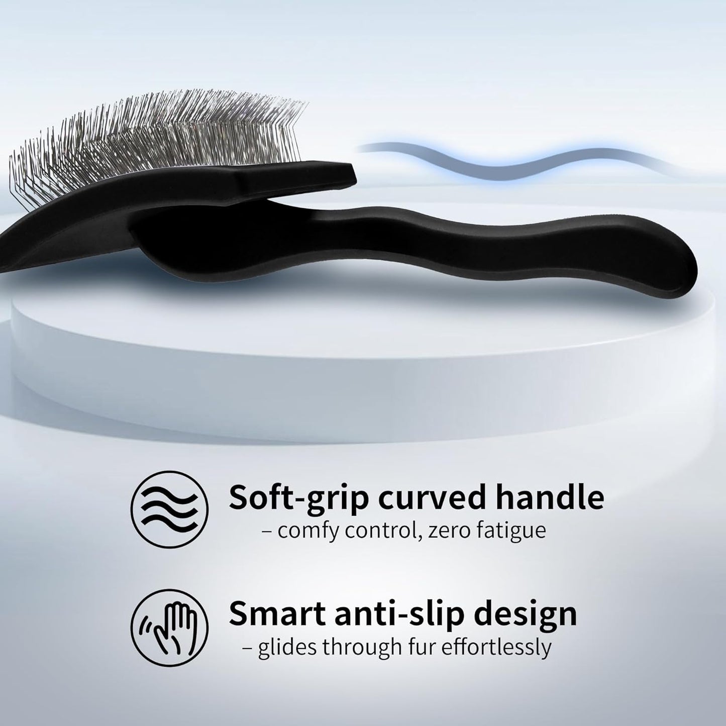 Pet Slicker Brush for Long & Short Hair - Detangling Tool for Dogs & Cats - 135° Angled Stainless Steel Pins, Curved Handle - Gentle Grooming for Small/Medium/Large Breeds (Lavender)