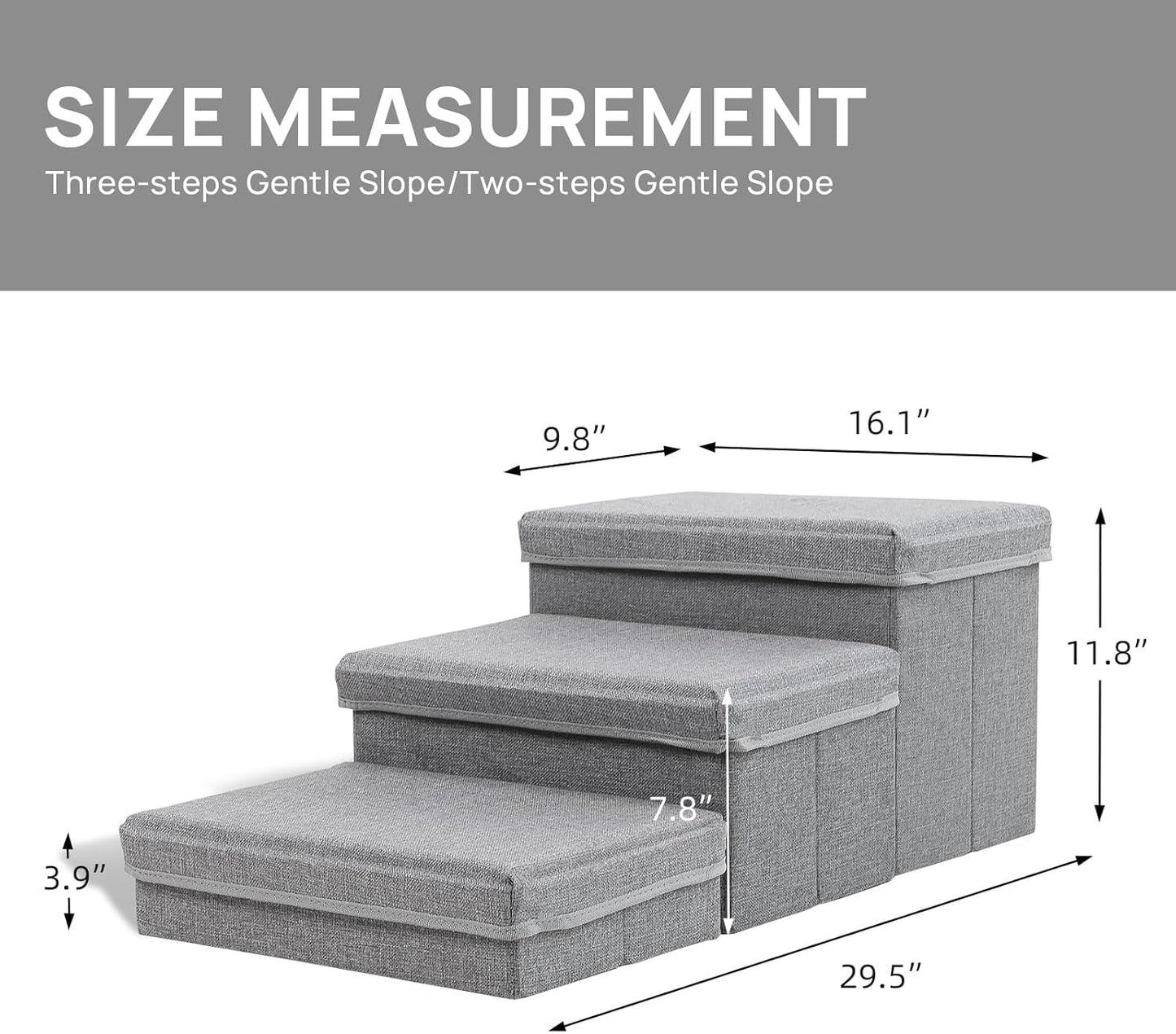 Foldable Dog Stairs/Steps 2-Tier Pet Steps Storage and Adjustable Steps for Small Medium Dogs Pet Steps Storage Stepper for High Beds Sofa Pet Dog Cat