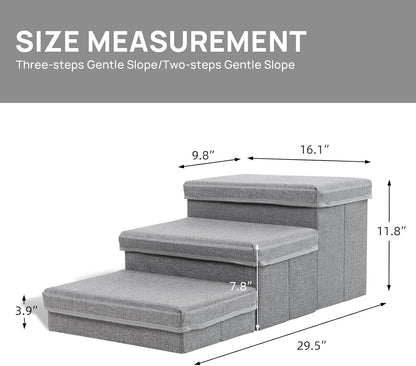 Foldable Dog Stairs/Steps 2-Tier Pet Steps Storage and Adjustable Steps for Small Medium Dogs Pet Steps Storage Stepper for High Beds Sofa Pet Dog Cat