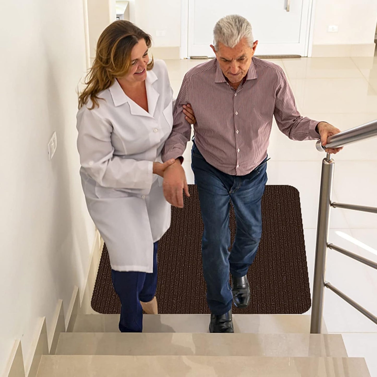Stair Treads for Wooden Steps Carpet, Non-Slip Stair Runner Indoor Outdoor Stair Tread Mats Covers Pads, 19" x 31"Matching Landing Step Runner for Elders, Kids and Dogs (19" x 31", Black)