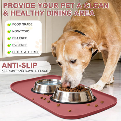 Small Silicone Pet Food Mat with Raised Edge for Food and Water Bowl, Square Dog Feeding Mats, Cat Food Trays for Floor Waterproof, Rubber Tray for Dogs and Cats, 12 x 12 x 0.7 Light Olive Green