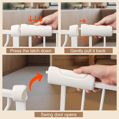 Extra Wide Baby Gate with Door Pressure Mounted 57.48-62.20 Inch,Child Baby Gates for Doorways No Drilling,Walk Through Dog Gate Indoor for The House Kitchen Stairs,White
