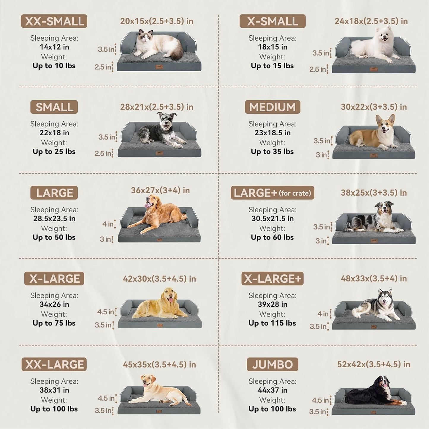 Large Dog Bed Orthopedic Washable - Beds Bolster - Medium XL XLarge Big Dogs - Memory Foam Couch Sofa - Waterproof with Removable Cover