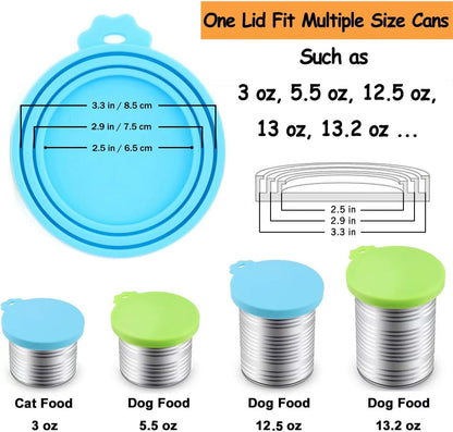 Comtim Pet Food Can Cover Silicone Can Lids for Dog and Cat Food(Universal Size,One fit 3 Standard Size Food Cans) (Blue/Purple)