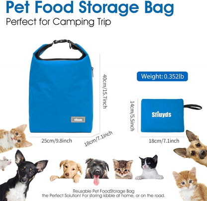 Travel Dog Food Container Pet Food Storage Bag Containers 2PCS Collapsible Travel Dog Bowls Waterproof Camping Storage Essentials Kibble Carrier 20L Easy to Clean (Black, Large)