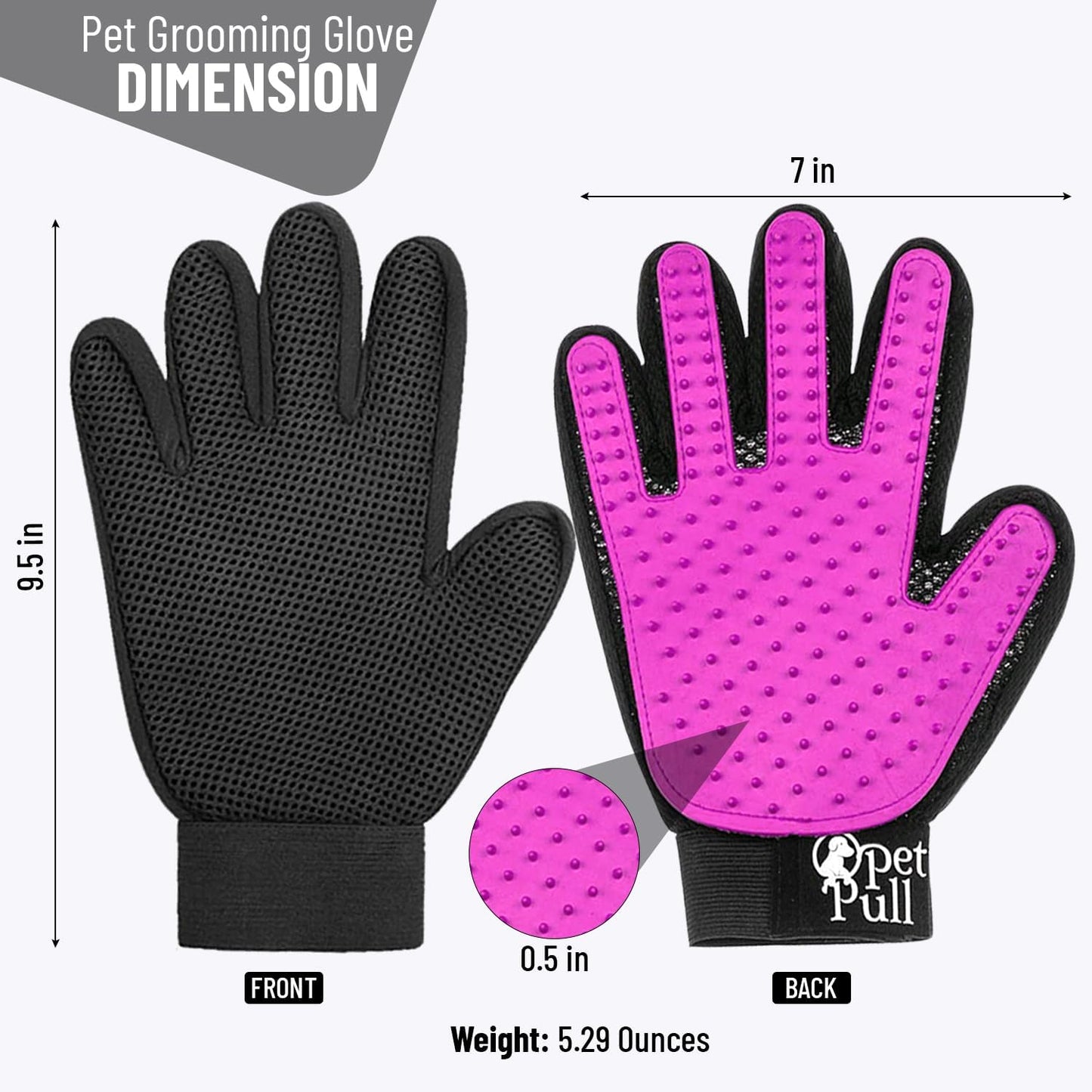Pet Grooming Gloves with 259 Silicone Tips - Pet Hair Removal Tool Gentle Shedding Dog Washing Gloves - Deshedding Brush Hair Remover Mitts for Dogs & Cats for Long and Short Hair (Green)