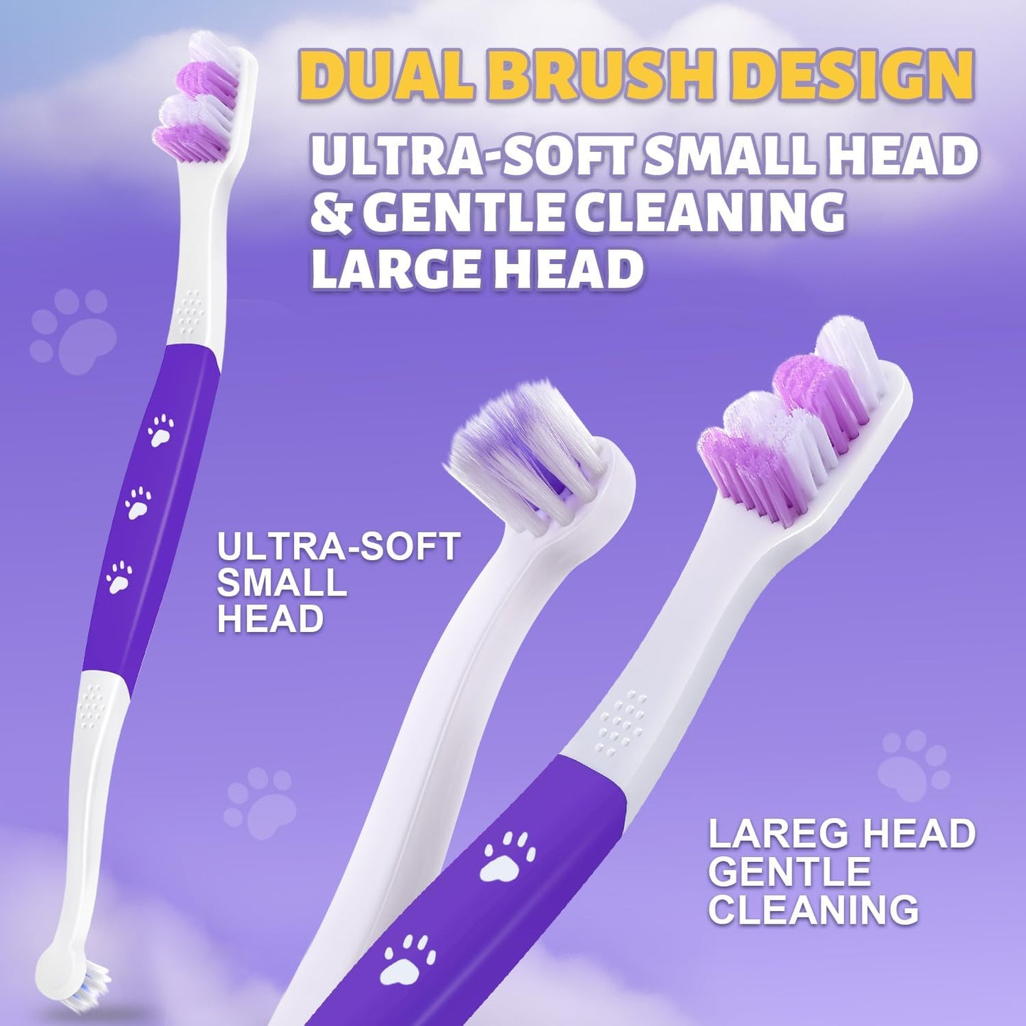 Premium Dog Oral Care Kit - Natural Coconut Chicken Flavored Toothpaste,Dual Head Toothbrush and Finger Toothbrush for Dogs,Plaque Prevention,Tartar Control.2.5oz(Pack of 1)