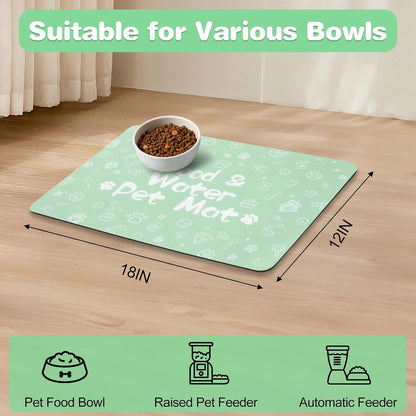 Pet Feeding Mat,Dog Cat Mat for Food and Water,Dog Bowl Waterproof Placemat with Rubber Backing,Absorbent Quick Dry Water Dispenser Mat for Pet（Dark Gray 12"×18"）