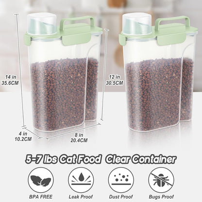 LEAWALK 5-7Lbs Dog Cat Food Storage Container with Upgraded Large Nozzle BPA-free, 4 Snap Seals Plastic Pet Food Storage Containers with Handles are Easy to Clean and Carry