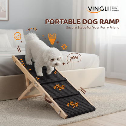 VINGLI Dog Ramp for Bed, 33" Foldable Dog Steps for Couch Height Adjustable, Portable Pet Ramp for Car with Non-Slip Mat (33 inch)