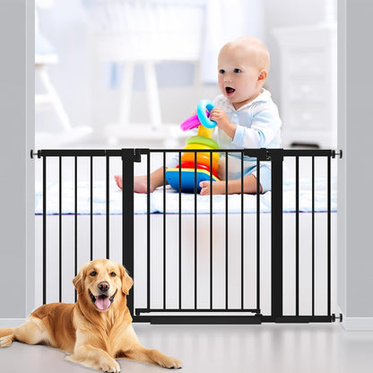 29-42 inches Metal Baby Gate for Stairs/Doorways, 30 inches Tall Pressure Mounted Pet Gates, Auto-Close Child Safety Gate, No Drilling Easy Walk-Through Dog Gate Indoor, Black
