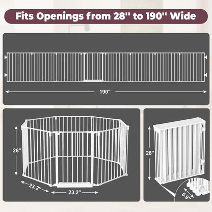 29.4-78" Extra Wide Baby Gate, Long Dog Gates Indoor for Doorways Stairs, Essential Large Safety Gate for Child Toddler with Anti-Trip Pedal, Adjustable Pet Gate, 28" Tall 3 Metal Panels Black