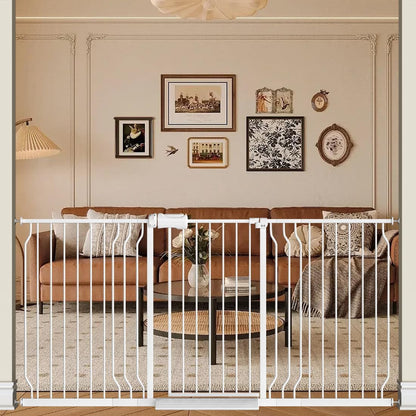 Extra Wide Baby Gate with Door, 52.76~62.2 Inch Wide Presure Mounted No Drill Metal Auto Close Child Gate for Stair Doorway - Indoor Outdoor Safty Gate for Toddler Dog Doggie, Black