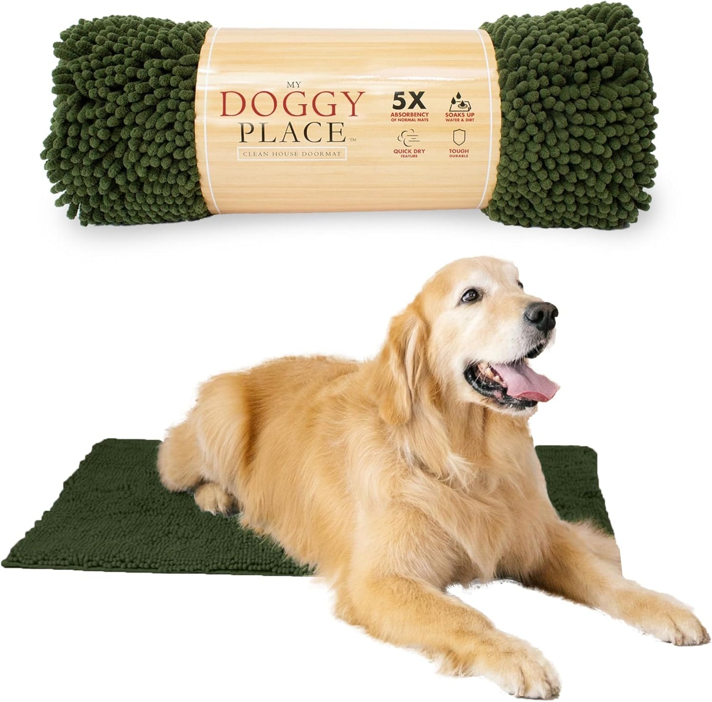 My Doggy Place Dog Mud Mat, 36"x26" Ash – Thick Microfiber Entry Rug for Snow, Mud & Salt – Absorbent, Quick-Dry, Washer-Safe & Non-Slip, Large