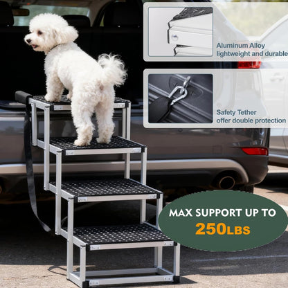 Dog Ramp for Car, 65"X17" Folding Pet Gentle Slope for Truck, SUV, Outdoor Large Pet Stair Ramps with Non-Slip Surface & Aluminum Construction for Medium & Large Dogs, Up to 250lbs, Black