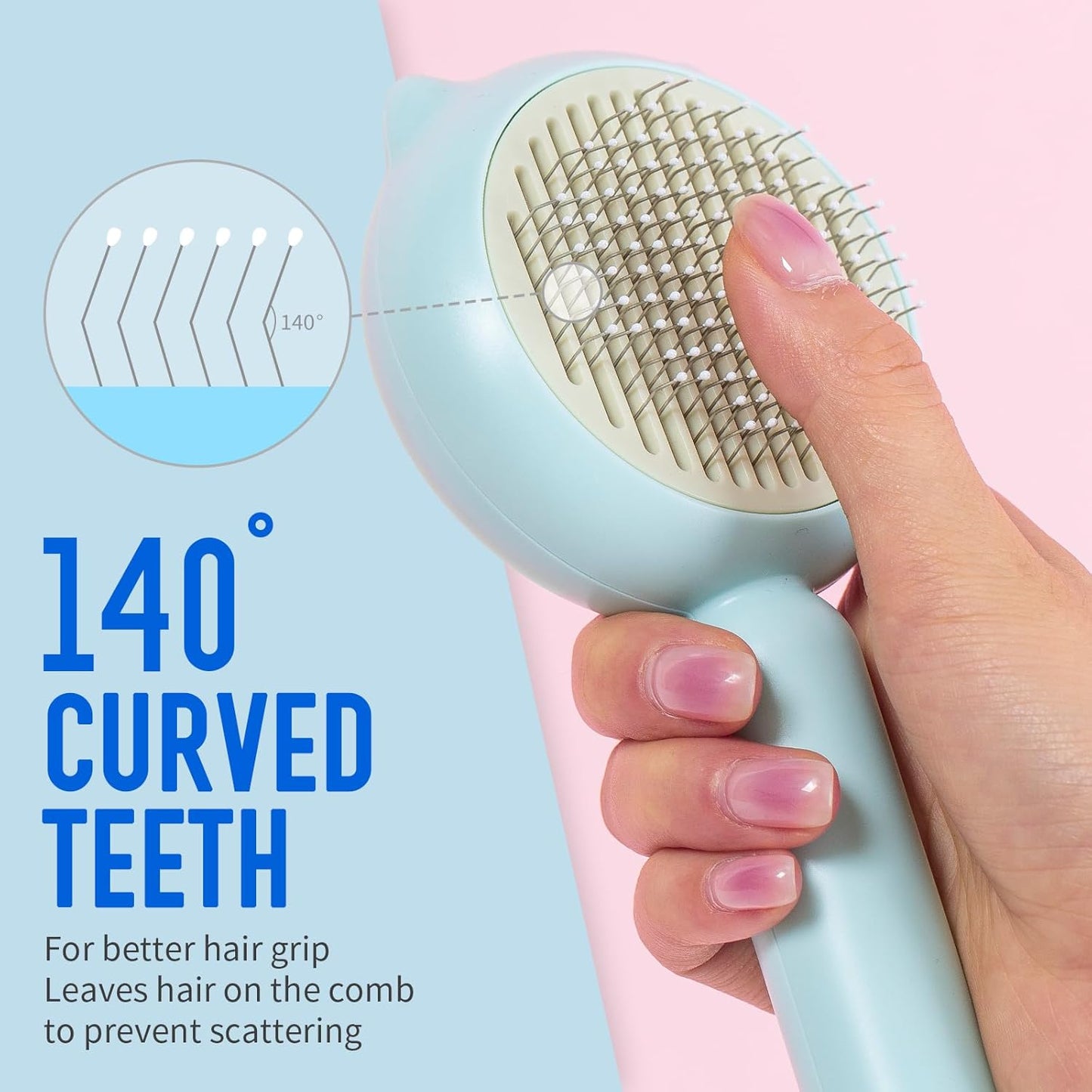 Cat Brush Dog Brush with Release Button for Shedding, Self Cleaning Cat Comb Hair Brush for Indoor Cats, Dog Deshedding Brush Grooming Kit, Pet Supplies Hair Remover Tool